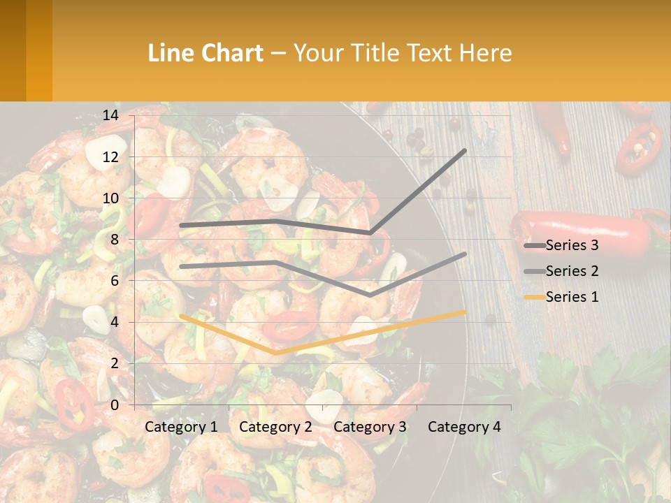 A Pan Filled With Shrimp And Vegetables On Top Of A Wooden Table PowerPoint Template