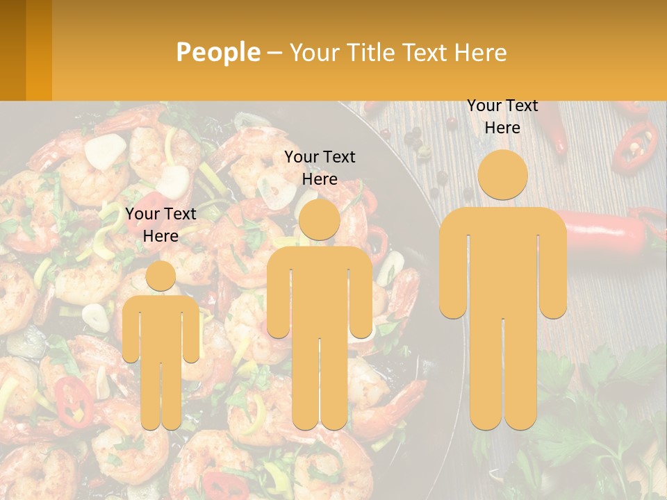 A Pan Filled With Shrimp And Vegetables On Top Of A Wooden Table PowerPoint Template