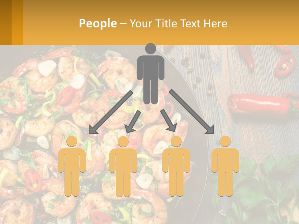 A Pan Filled With Shrimp And Vegetables On Top Of A Wooden Table PowerPoint Template