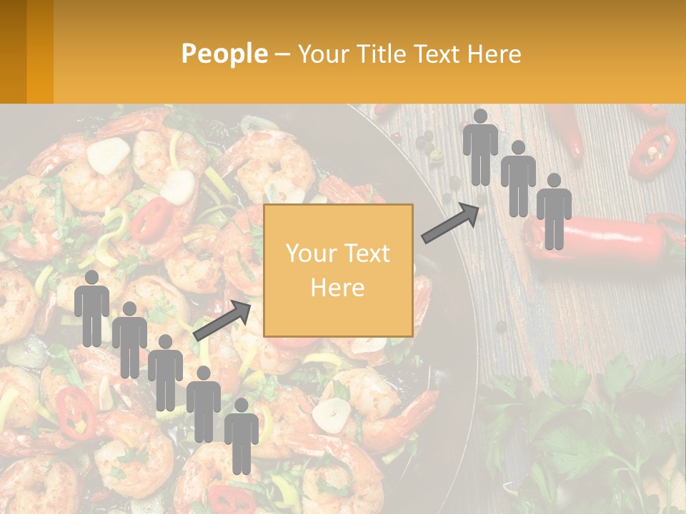 A Pan Filled With Shrimp And Vegetables On Top Of A Wooden Table PowerPoint Template