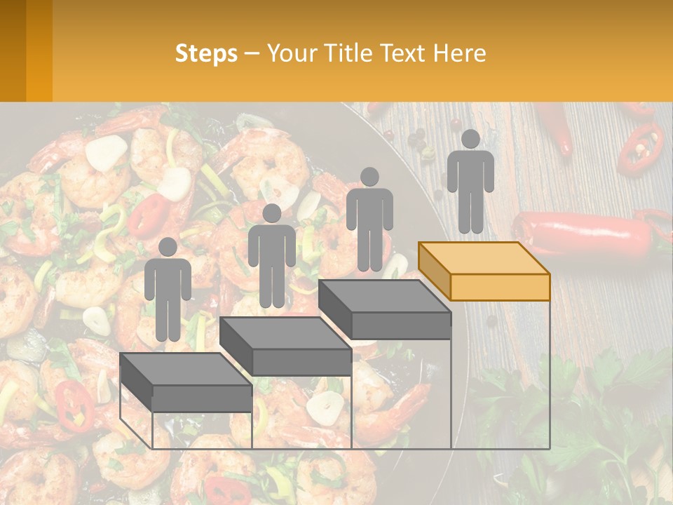 A Pan Filled With Shrimp And Vegetables On Top Of A Wooden Table PowerPoint Template