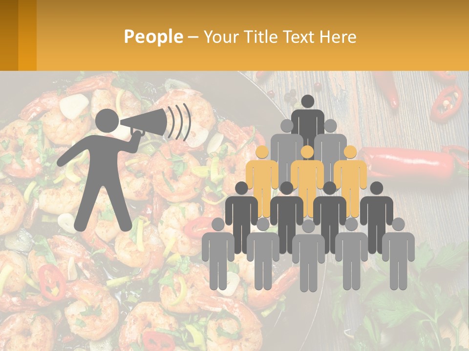 A Pan Filled With Shrimp And Vegetables On Top Of A Wooden Table PowerPoint Template