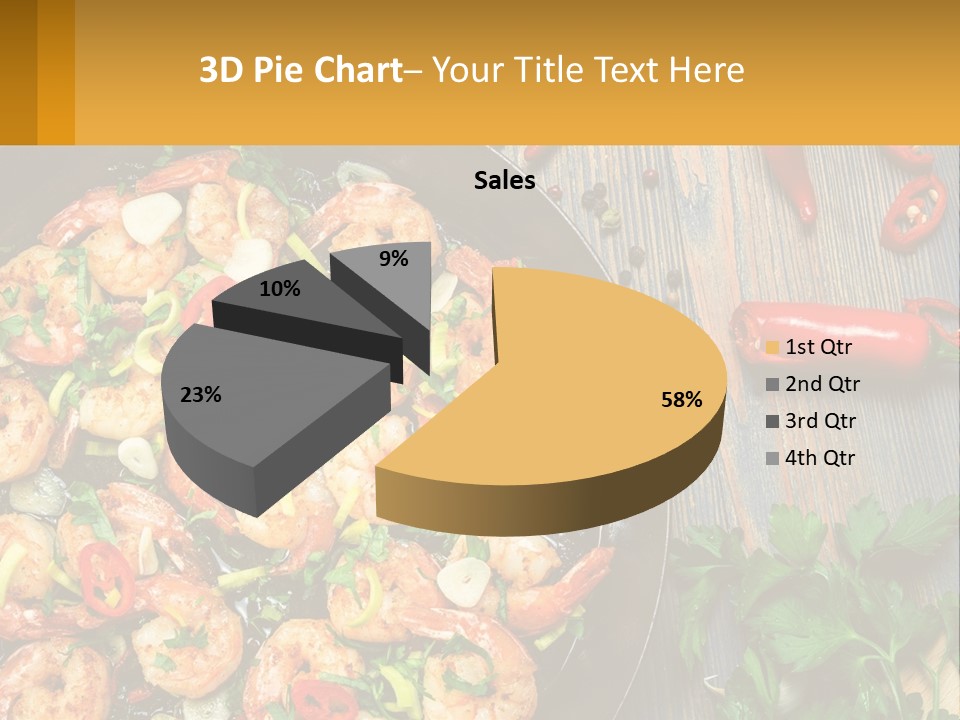 A Pan Filled With Shrimp And Vegetables On Top Of A Wooden Table PowerPoint Template