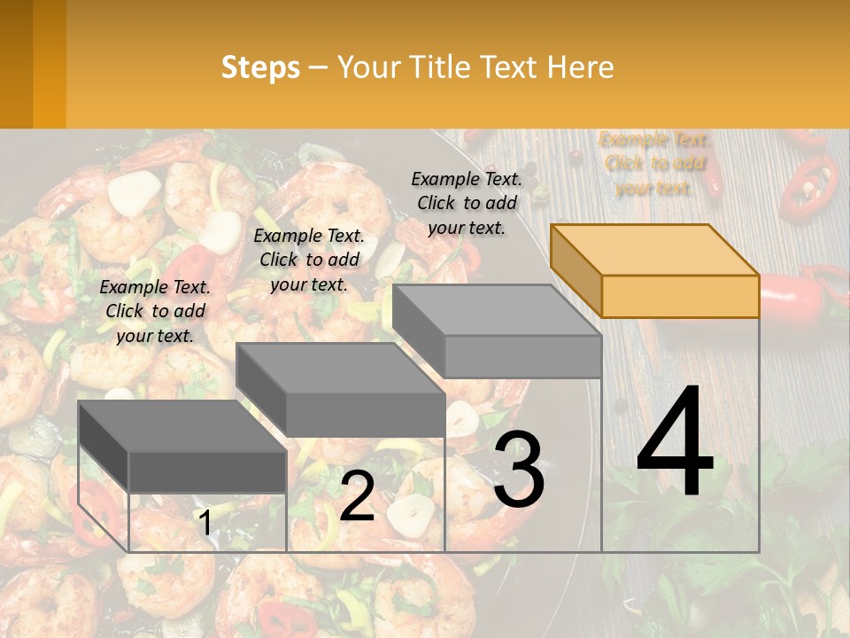 A Pan Filled With Shrimp And Vegetables On Top Of A Wooden Table PowerPoint Template