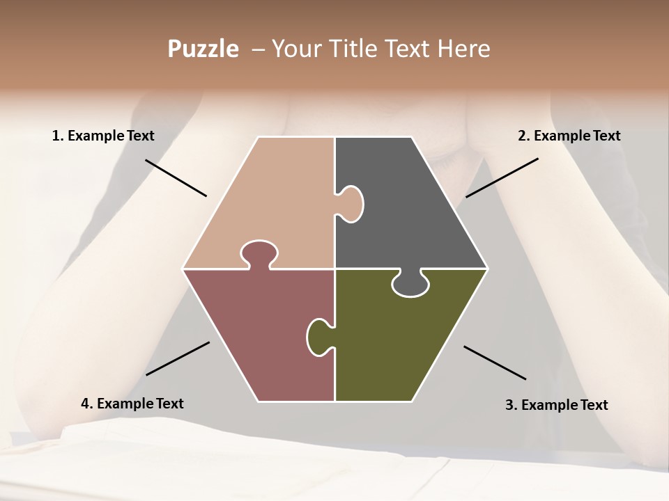 A Young Boy Sitting At A Desk With His Hands On His Head PowerPoint Template