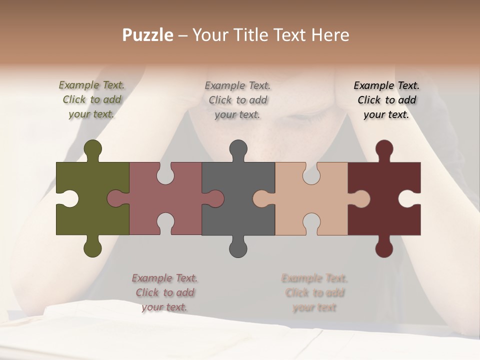 A Young Boy Sitting At A Desk With His Hands On His Head PowerPoint Template