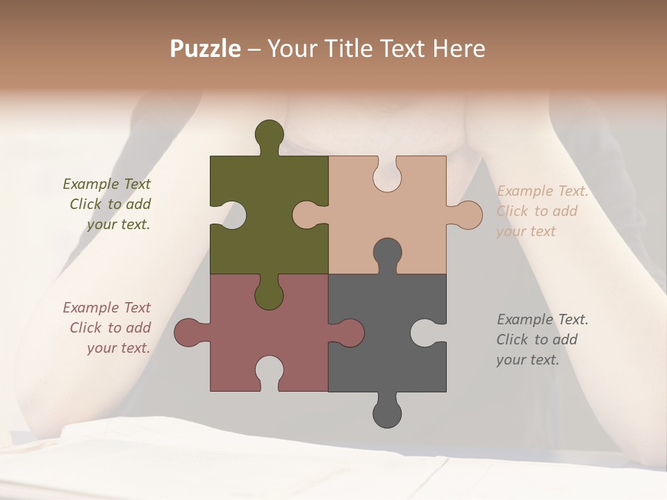 A Young Boy Sitting At A Desk With His Hands On His Head PowerPoint Template