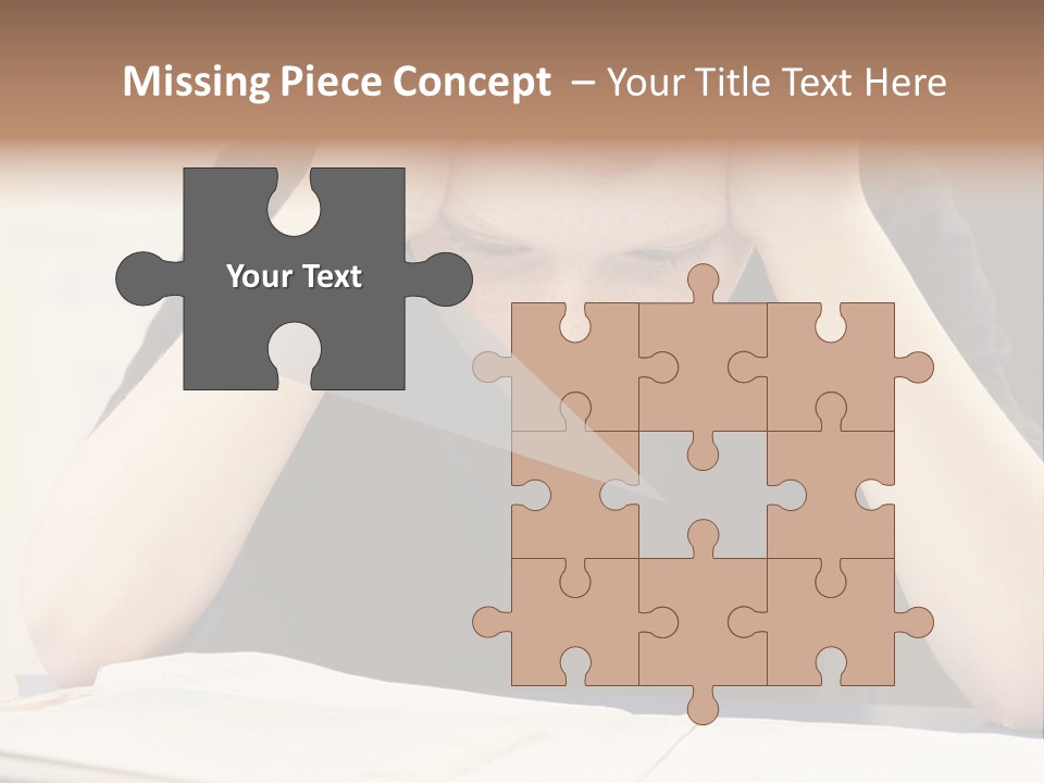 A Young Boy Sitting At A Desk With His Hands On His Head PowerPoint Template