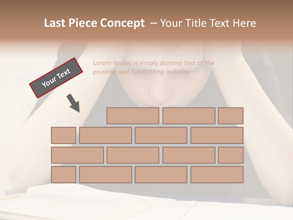 A Young Boy Sitting At A Desk With His Hands On His Head PowerPoint Template