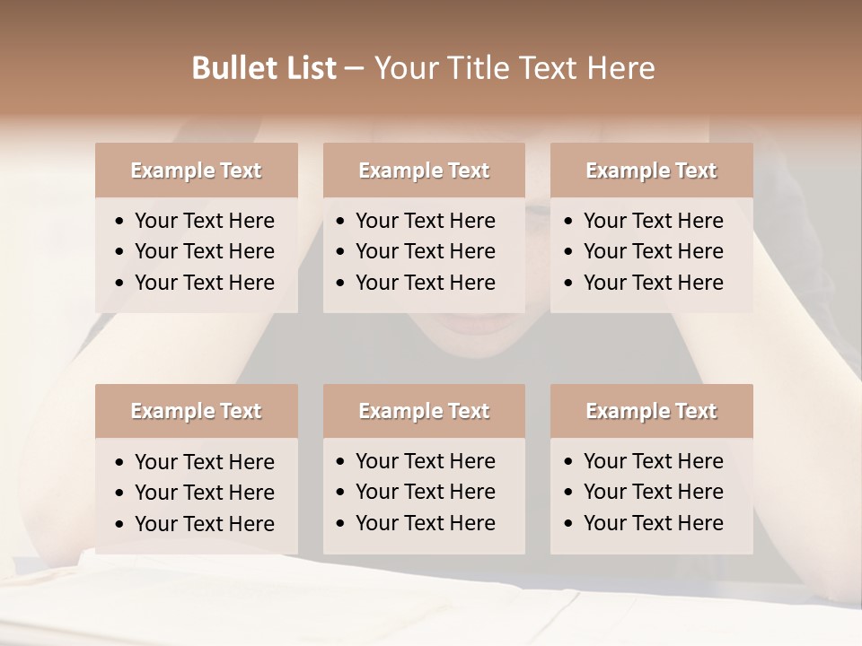 A Young Boy Sitting At A Desk With His Hands On His Head PowerPoint Template