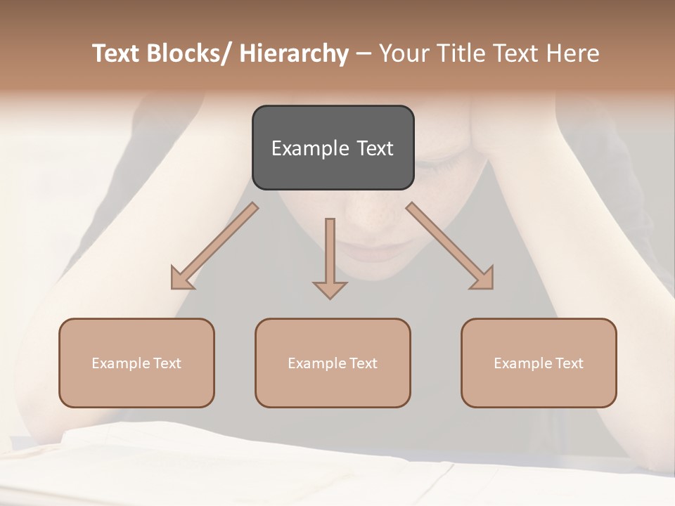 A Young Boy Sitting At A Desk With His Hands On His Head PowerPoint Template