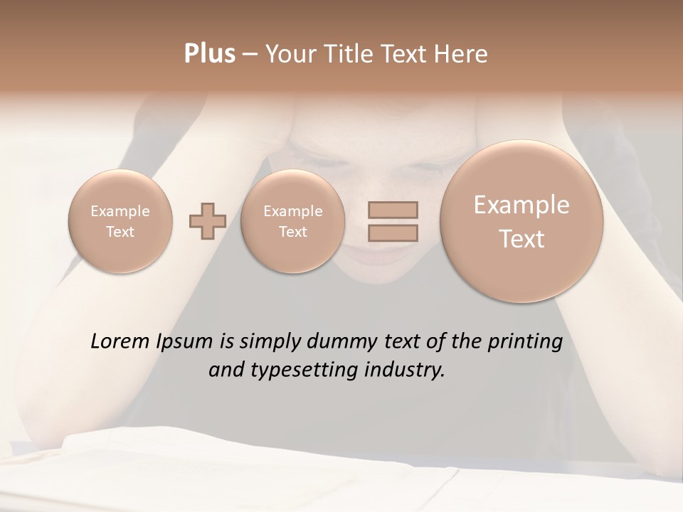 A Young Boy Sitting At A Desk With His Hands On His Head PowerPoint Template