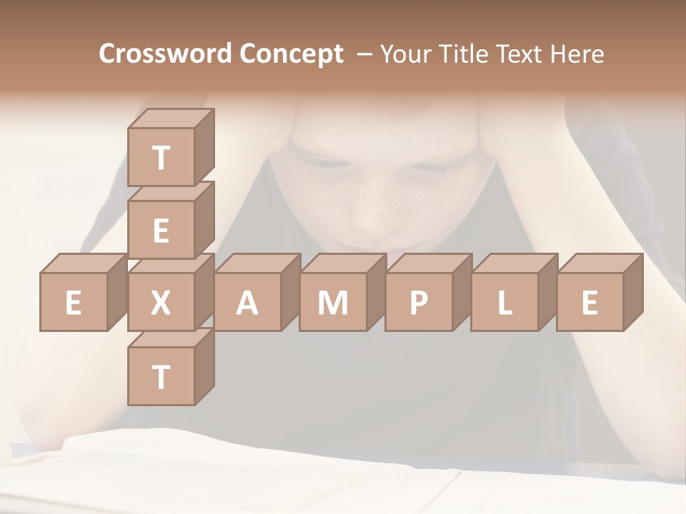 A Young Boy Sitting At A Desk With His Hands On His Head PowerPoint Template