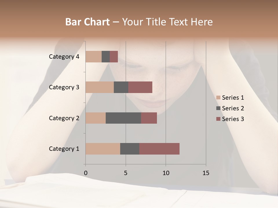 A Young Boy Sitting At A Desk With His Hands On His Head PowerPoint Template