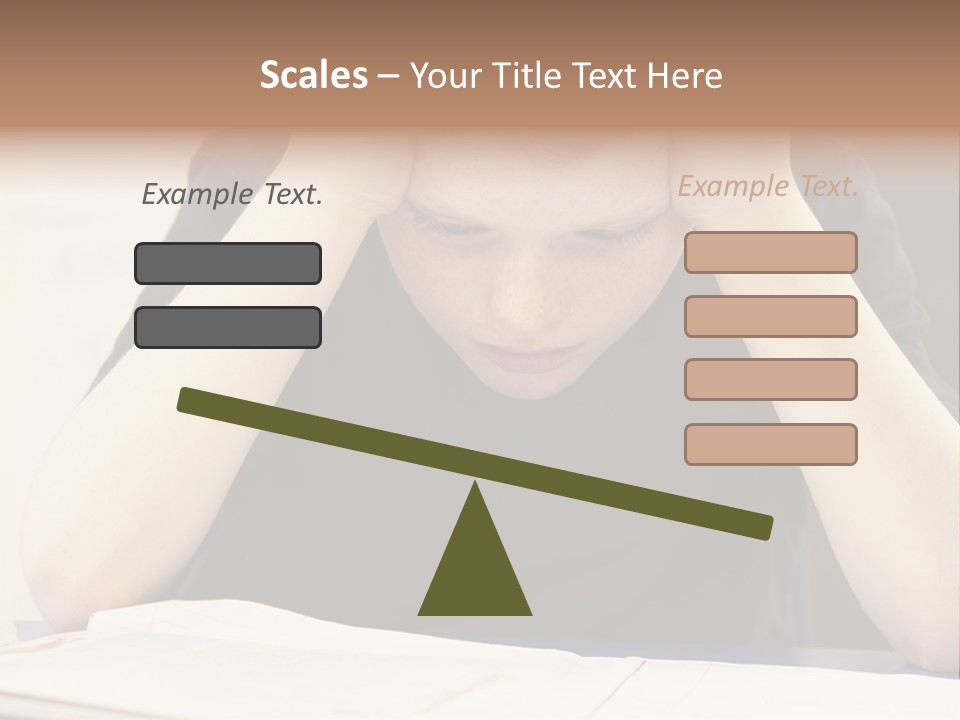 A Young Boy Sitting At A Desk With His Hands On His Head PowerPoint Template