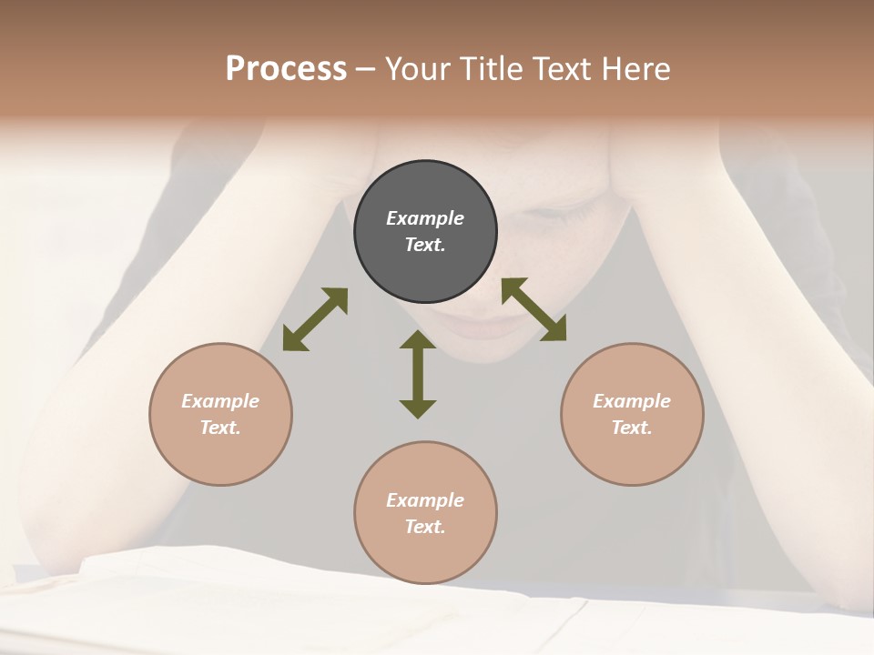A Young Boy Sitting At A Desk With His Hands On His Head PowerPoint Template