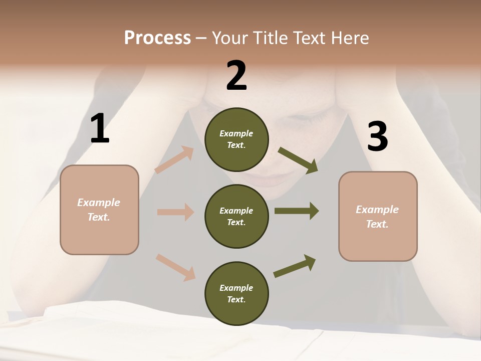 A Young Boy Sitting At A Desk With His Hands On His Head PowerPoint Template