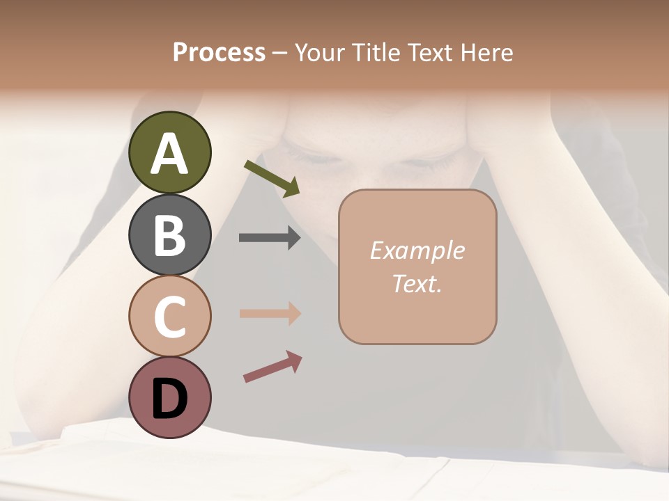 A Young Boy Sitting At A Desk With His Hands On His Head PowerPoint Template