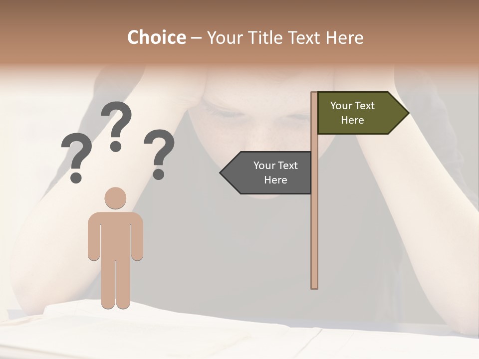 A Young Boy Sitting At A Desk With His Hands On His Head PowerPoint Template