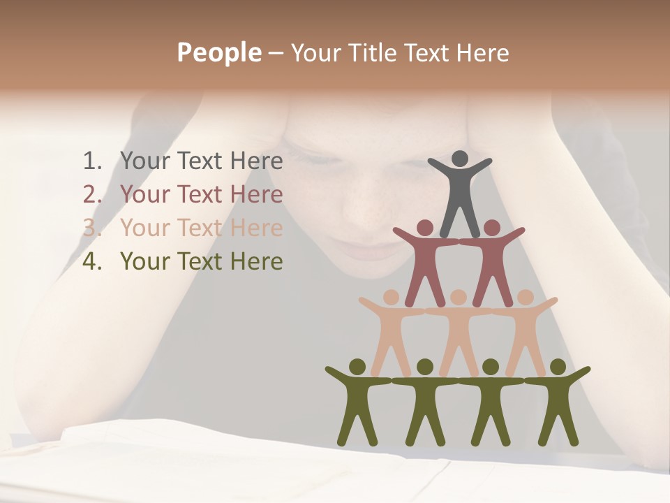 A Young Boy Sitting At A Desk With His Hands On His Head PowerPoint Template