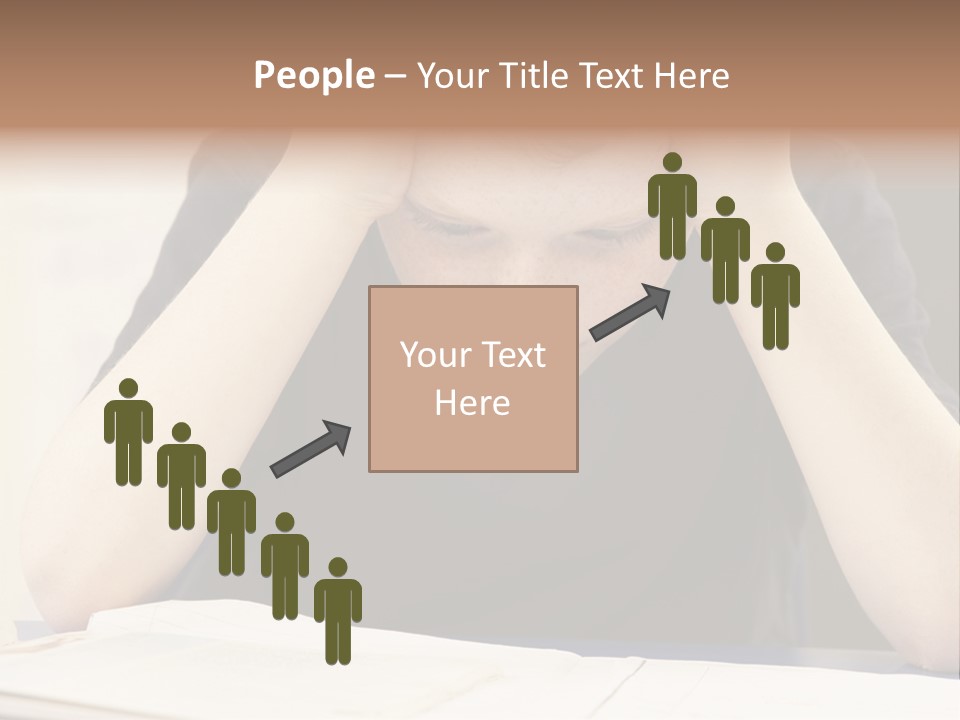 A Young Boy Sitting At A Desk With His Hands On His Head PowerPoint Template