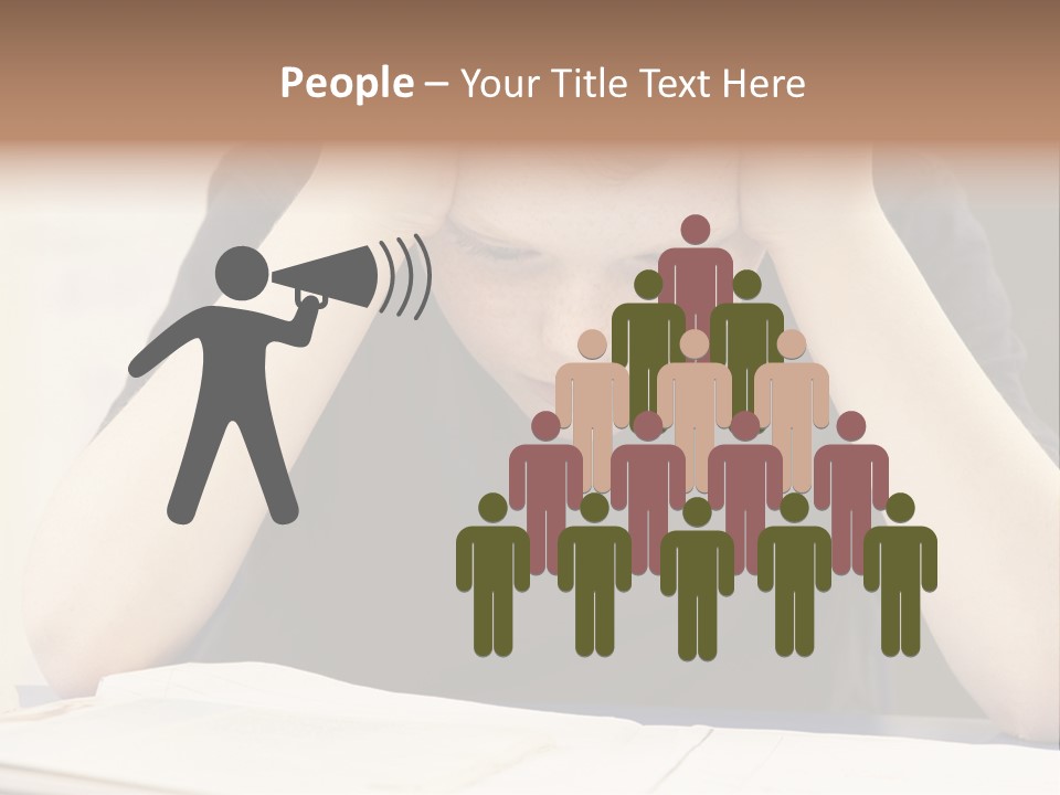 A Young Boy Sitting At A Desk With His Hands On His Head PowerPoint Template