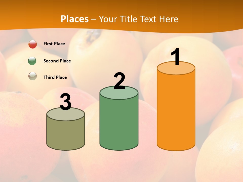 A Pile Of Peaches With Leaves On Top Of Them PowerPoint Template