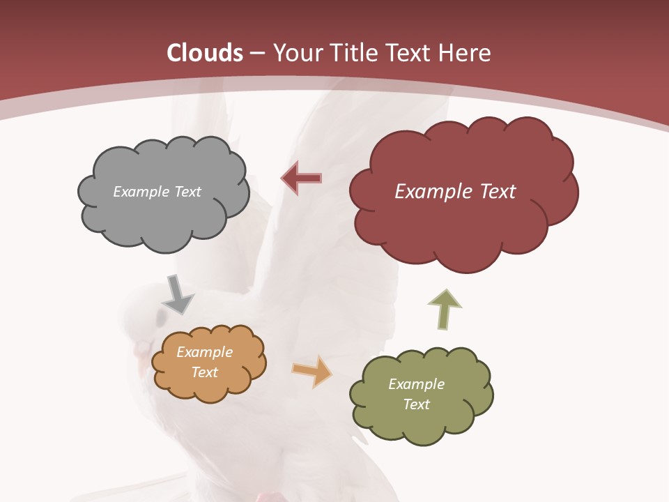A White Dove Flying In The Air With Its Wings Spread PowerPoint Template