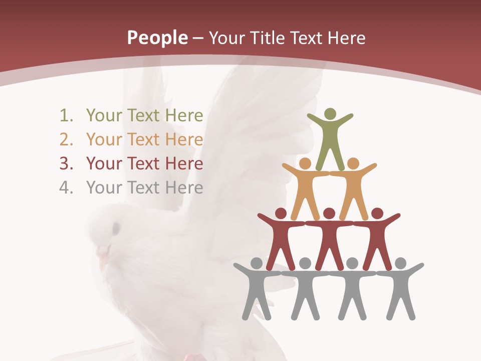 A White Dove Flying In The Air With Its Wings Spread PowerPoint Template