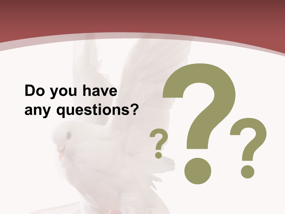 A White Dove Flying In The Air With Its Wings Spread PowerPoint Template