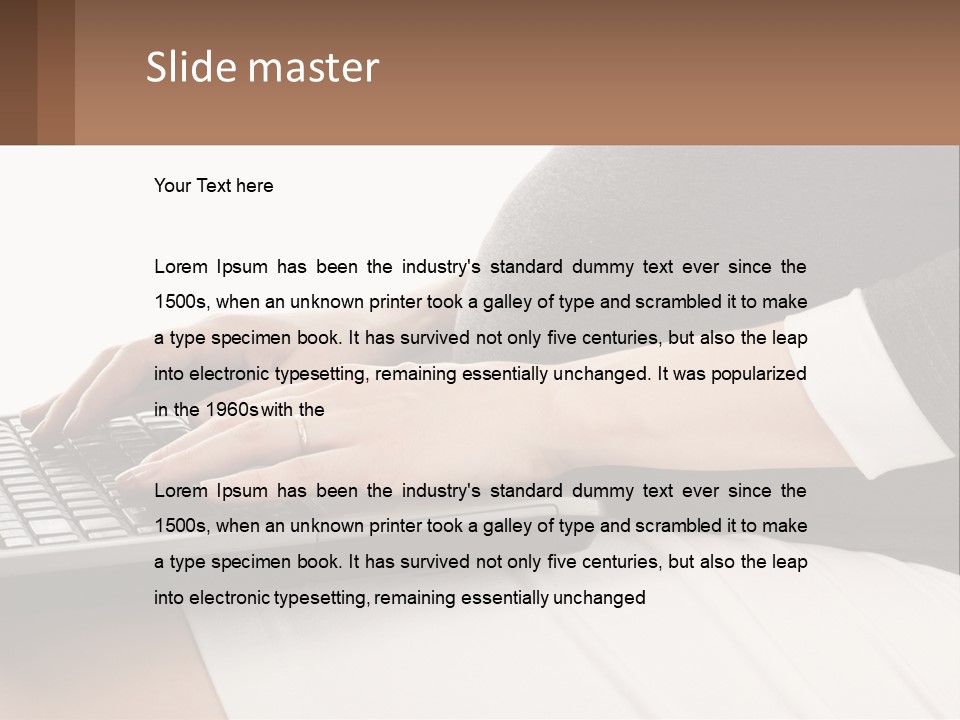 A Pregnant Woman Typing On A Laptop Computer PowerPoint Template