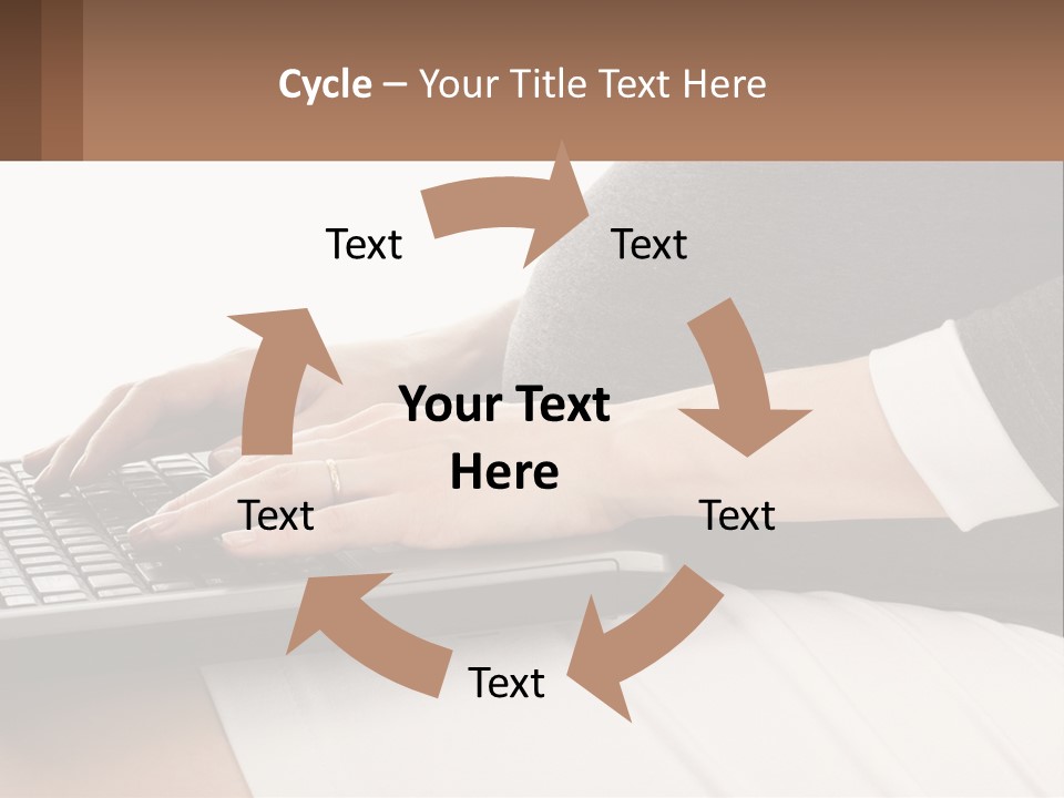 A Pregnant Woman Typing On A Laptop Computer PowerPoint Template