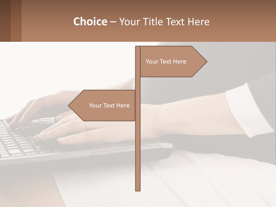 A Pregnant Woman Typing On A Laptop Computer PowerPoint Template