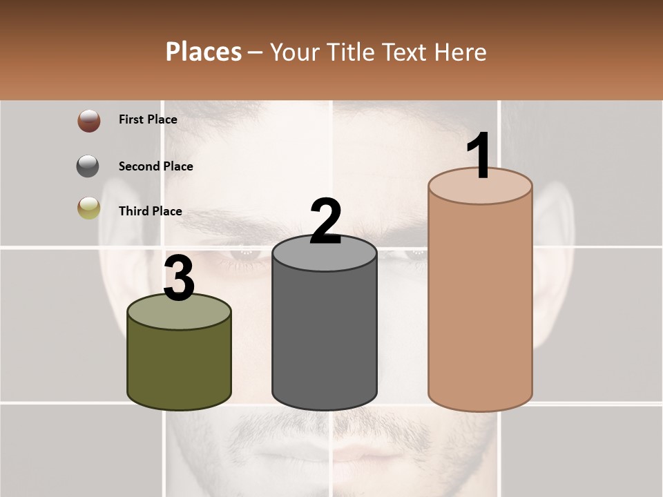 A Man's Face Is Shown In Multiple Squares PowerPoint Template