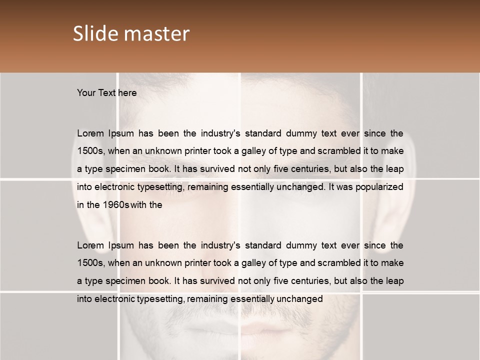 A Man's Face Is Shown In Multiple Squares PowerPoint Template