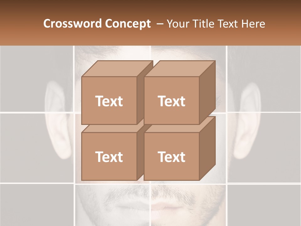 A Man's Face Is Shown In Multiple Squares PowerPoint Template