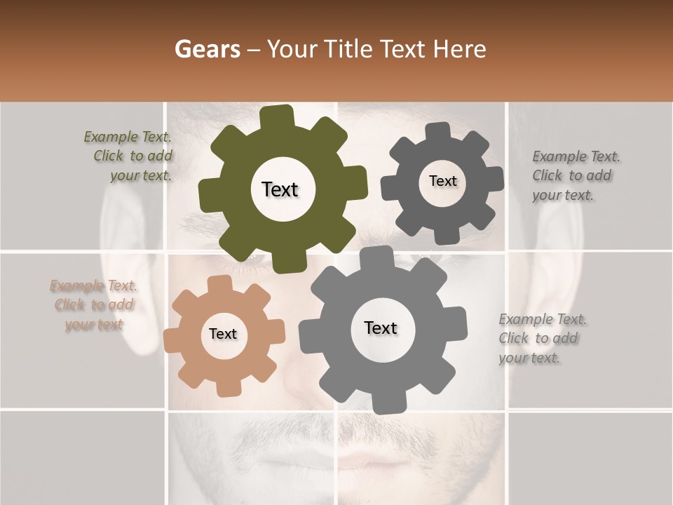 A Man's Face Is Shown In Multiple Squares PowerPoint Template