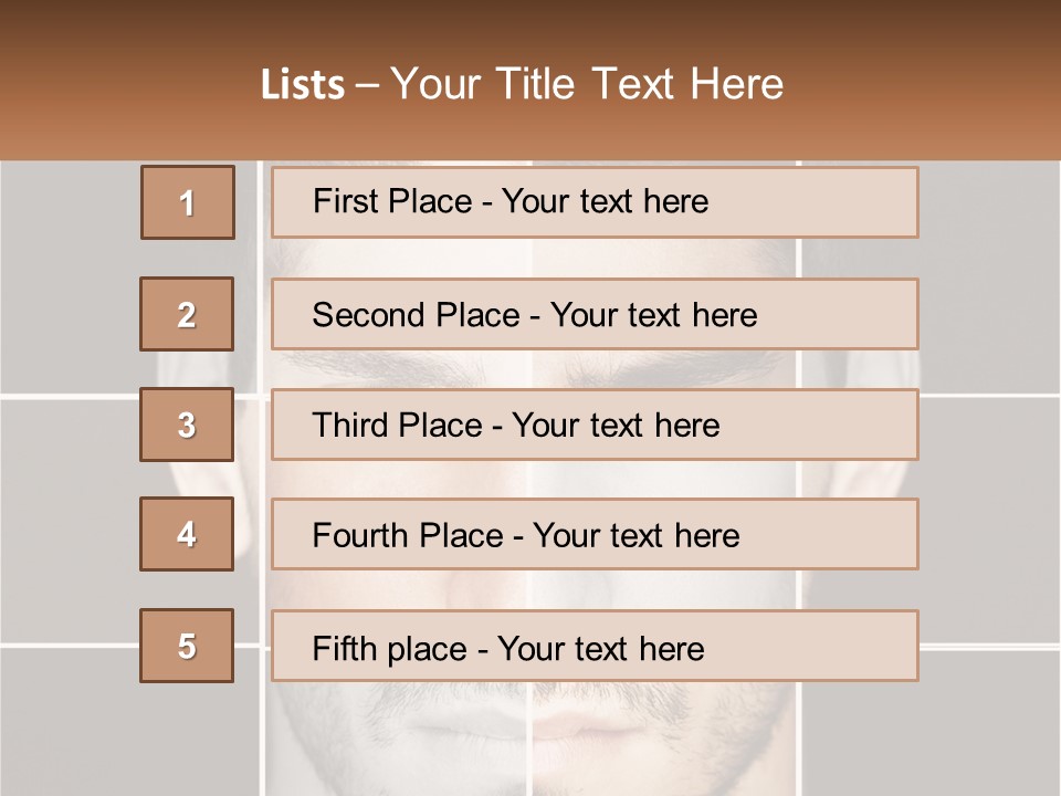A Man's Face Is Shown In Multiple Squares PowerPoint Template