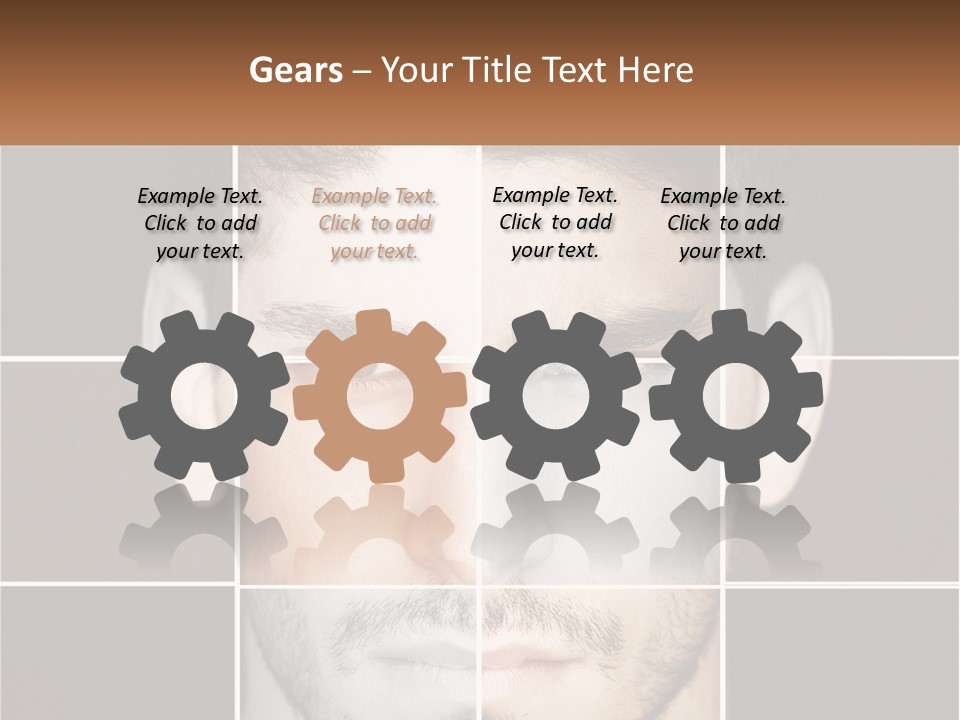 A Man's Face Is Shown In Multiple Squares PowerPoint Template