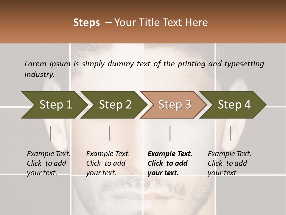 A Man's Face Is Shown In Multiple Squares PowerPoint Template