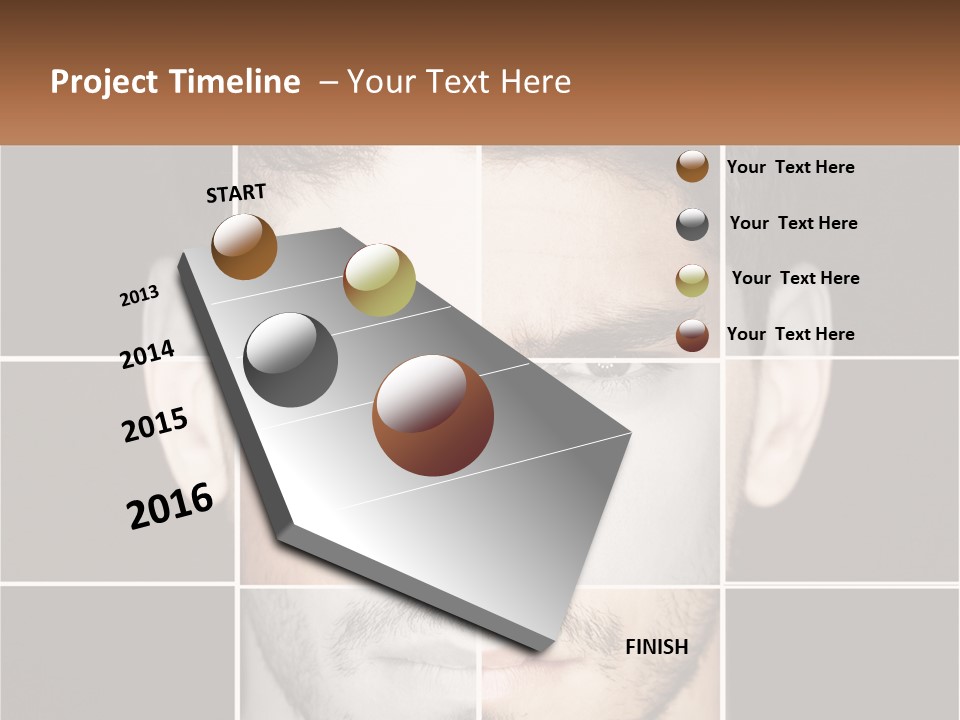 A Man's Face Is Shown In Multiple Squares PowerPoint Template