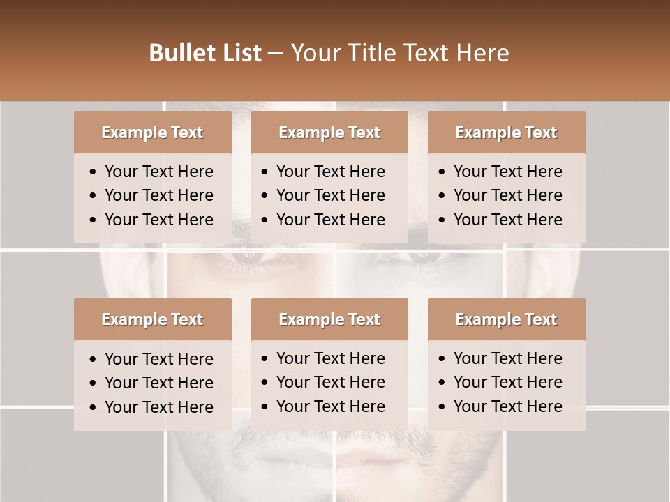 A Man's Face Is Shown In Multiple Squares PowerPoint Template