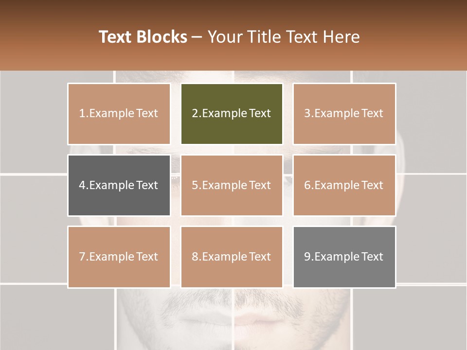 A Man's Face Is Shown In Multiple Squares PowerPoint Template
