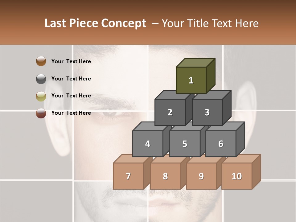 A Man's Face Is Shown In Multiple Squares PowerPoint Template