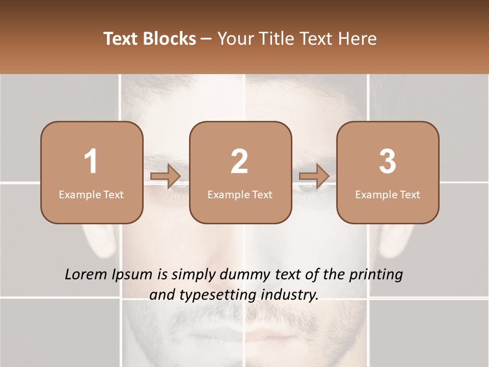 A Man's Face Is Shown In Multiple Squares PowerPoint Template