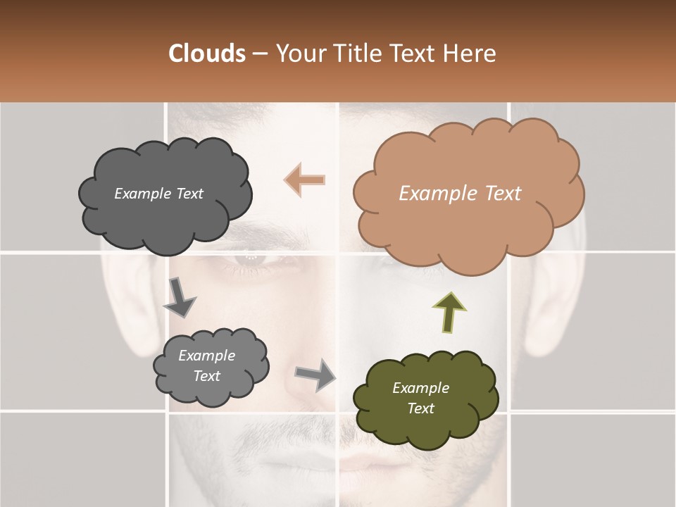 A Man's Face Is Shown In Multiple Squares PowerPoint Template