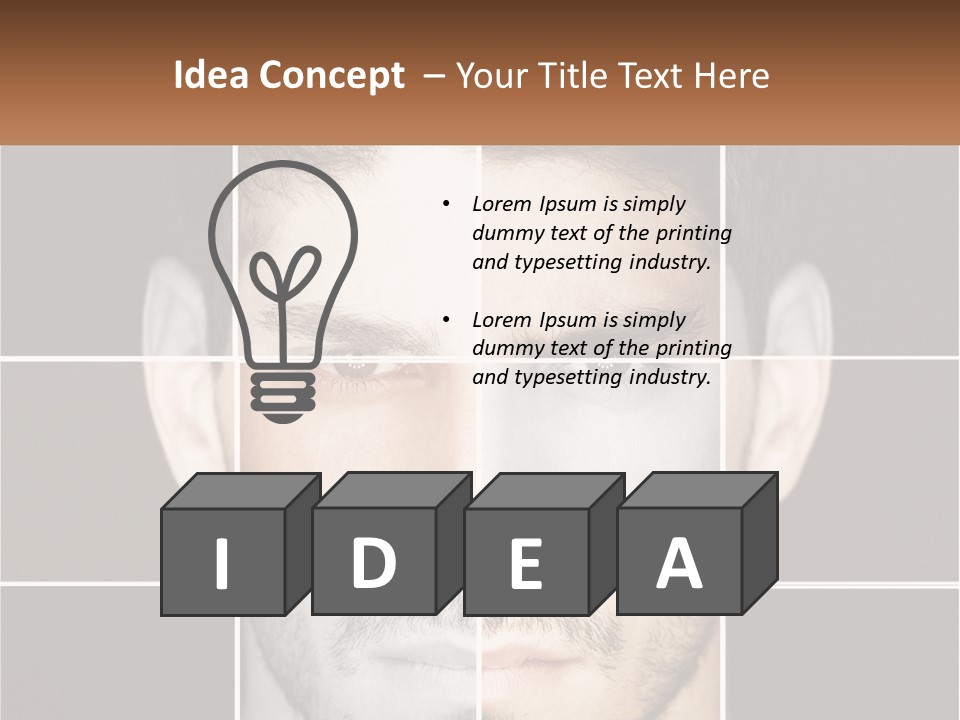 A Man's Face Is Shown In Multiple Squares PowerPoint Template