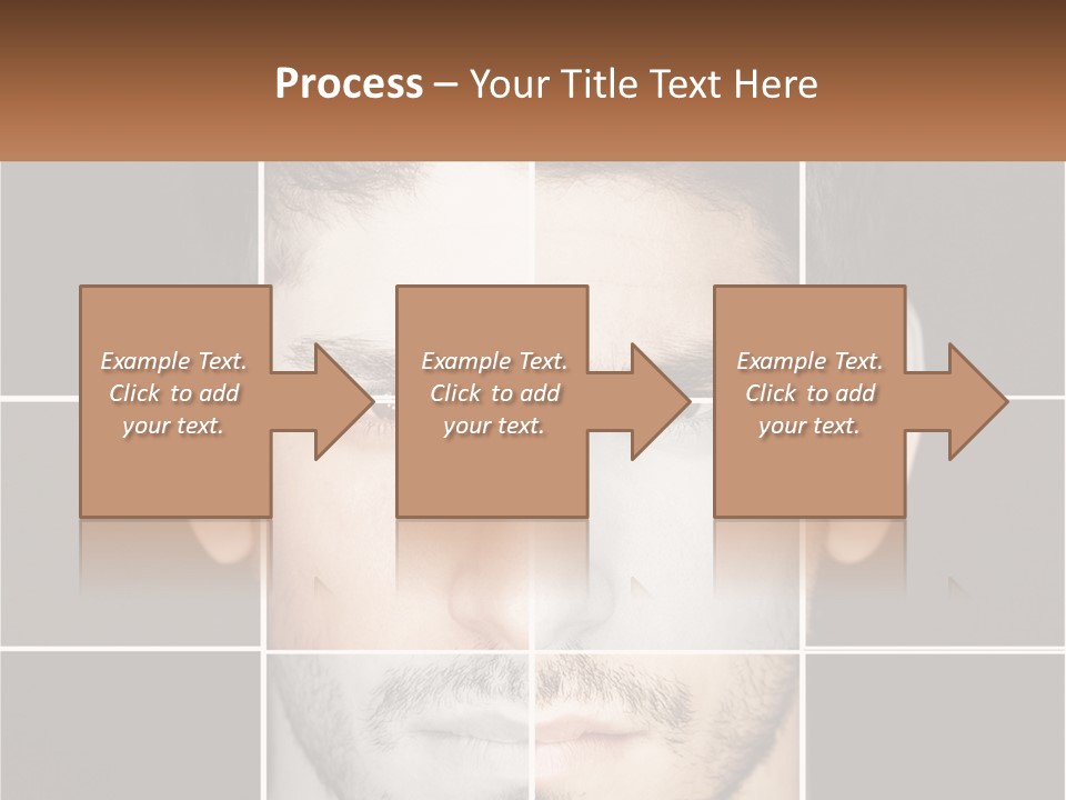 A Man's Face Is Shown In Multiple Squares PowerPoint Template
