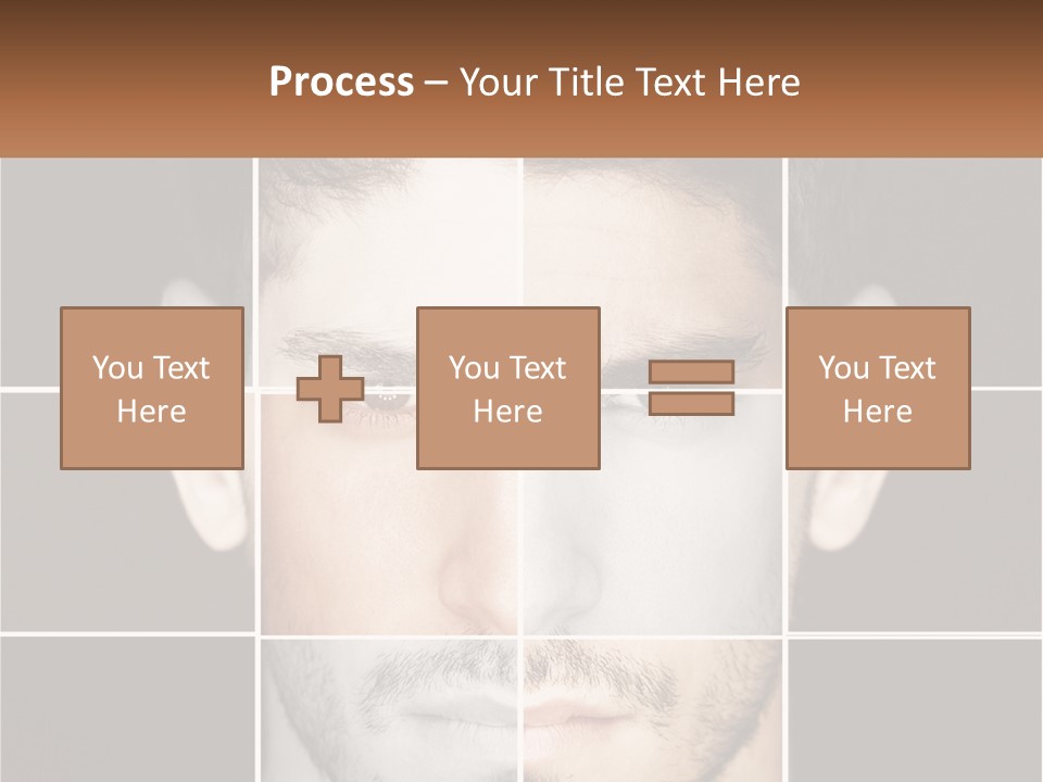 A Man's Face Is Shown In Multiple Squares PowerPoint Template
