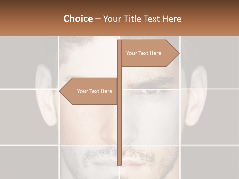A Man's Face Is Shown In Multiple Squares PowerPoint Template
